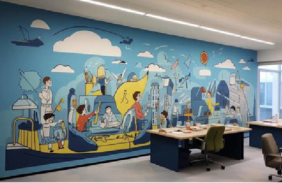 巩义办公室墙绘的特点。